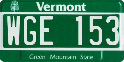 VT license plate WGE153