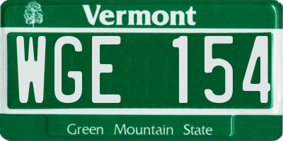 VT license plate WGE154