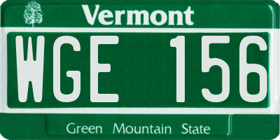 VT license plate WGE156