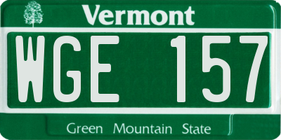 VT license plate WGE157