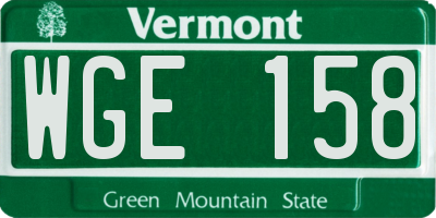 VT license plate WGE158