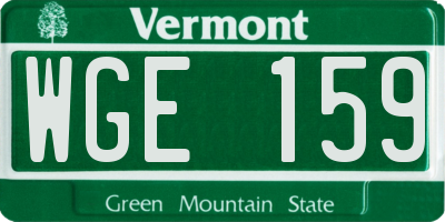 VT license plate WGE159