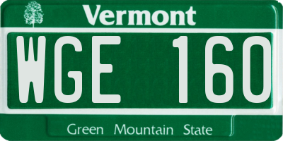 VT license plate WGE160