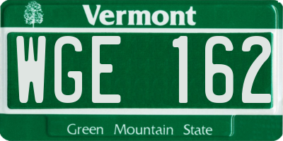 VT license plate WGE162