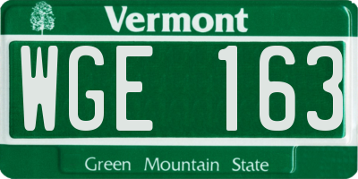 VT license plate WGE163