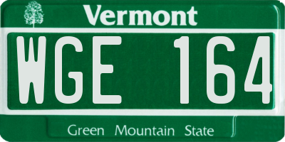VT license plate WGE164