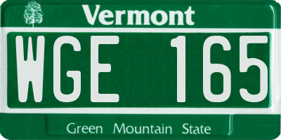 VT license plate WGE165