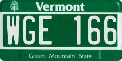 VT license plate WGE166