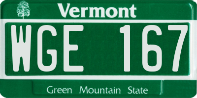 VT license plate WGE167