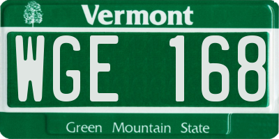 VT license plate WGE168
