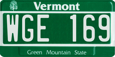 VT license plate WGE169