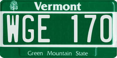VT license plate WGE170