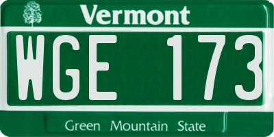 VT license plate WGE173