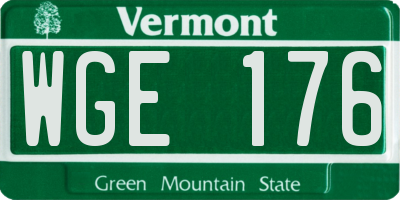 VT license plate WGE176