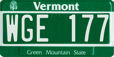 VT license plate WGE177