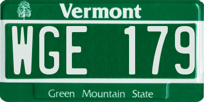 VT license plate WGE179
