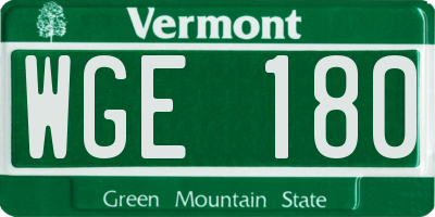 VT license plate WGE180