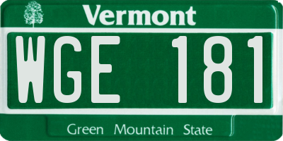 VT license plate WGE181