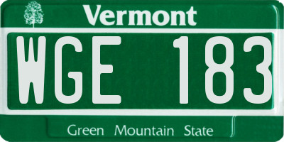VT license plate WGE183