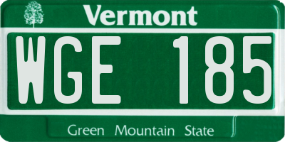 VT license plate WGE185