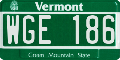 VT license plate WGE186