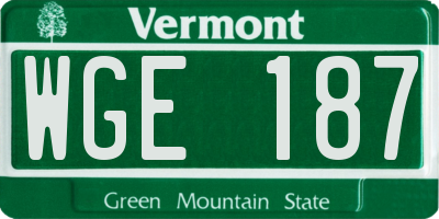 VT license plate WGE187