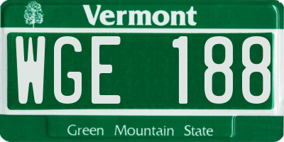 VT license plate WGE188