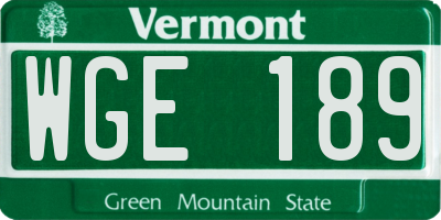 VT license plate WGE189