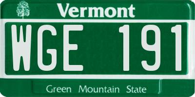 VT license plate WGE191