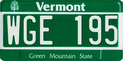 VT license plate WGE195