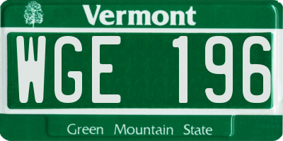 VT license plate WGE196