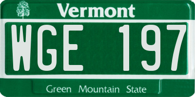 VT license plate WGE197