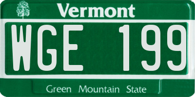 VT license plate WGE199