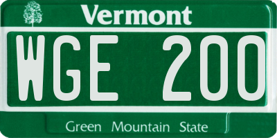 VT license plate WGE200