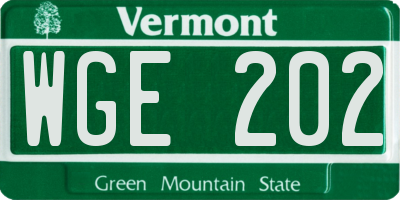 VT license plate WGE202