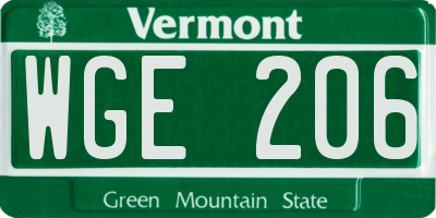 VT license plate WGE206