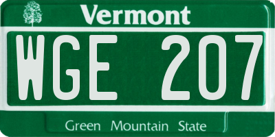 VT license plate WGE207