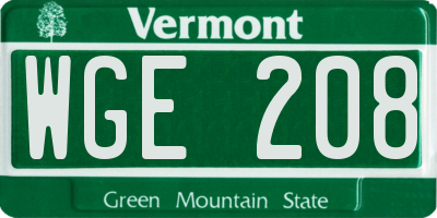 VT license plate WGE208