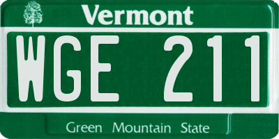 VT license plate WGE211