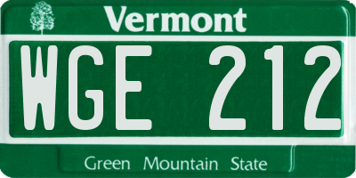 VT license plate WGE212