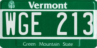 VT license plate WGE213
