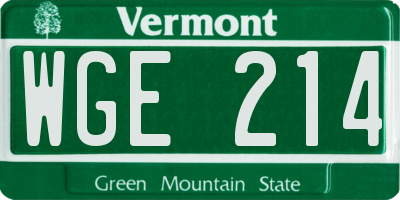 VT license plate WGE214