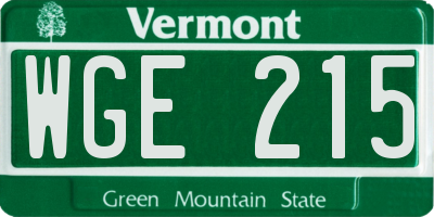 VT license plate WGE215