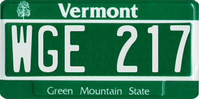 VT license plate WGE217