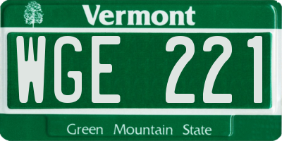 VT license plate WGE221