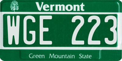 VT license plate WGE223