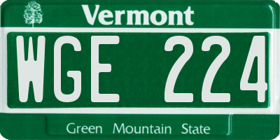 VT license plate WGE224