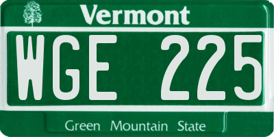 VT license plate WGE225