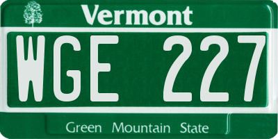 VT license plate WGE227