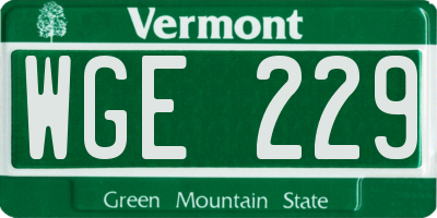 VT license plate WGE229